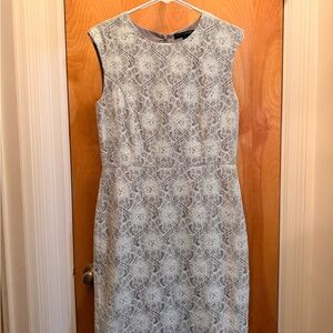 Banana Republic Factory Lace Sheath Dress in Light Gray and White